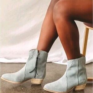 Free People Blue Ankle Boots with Suede Finish